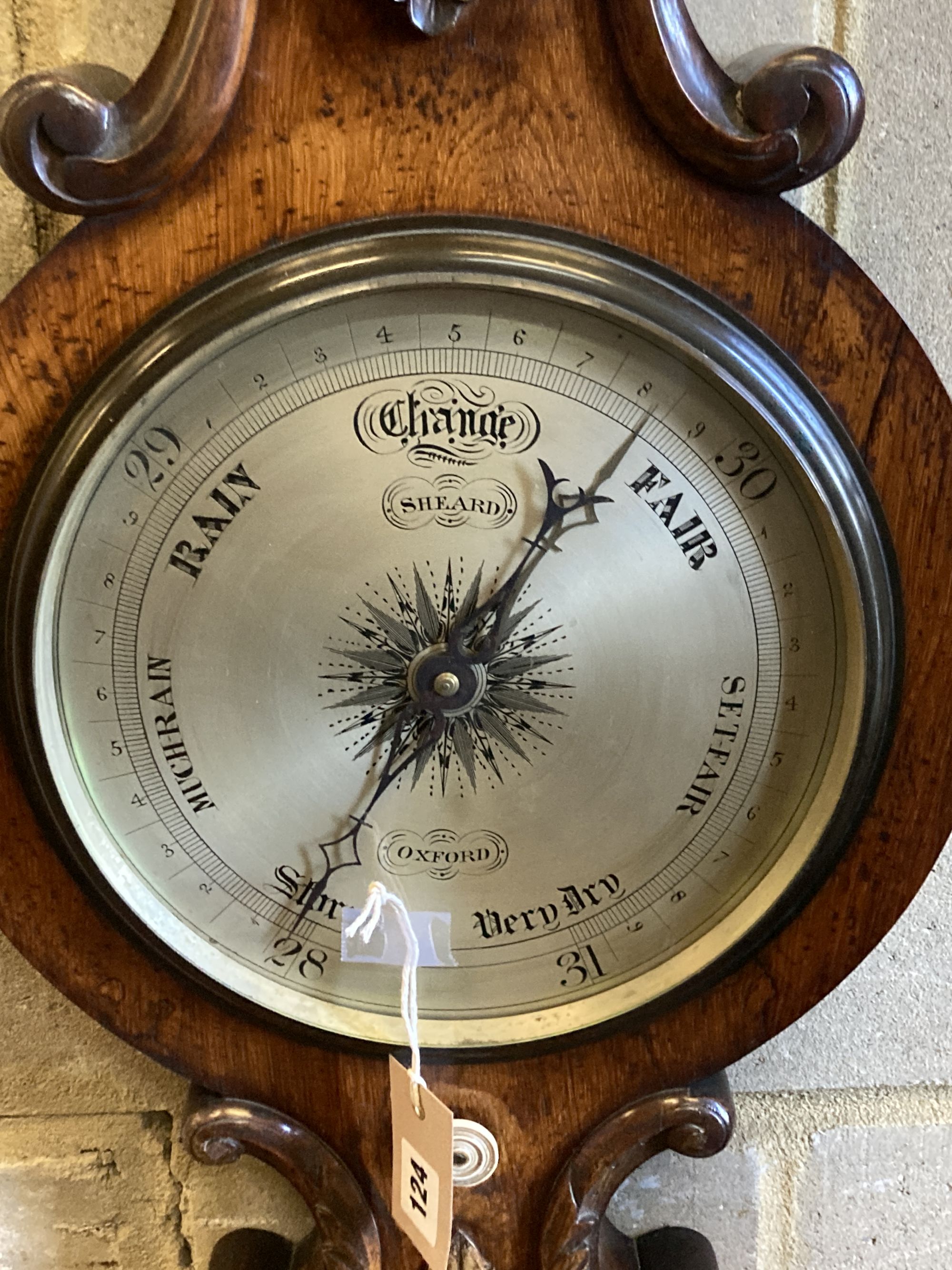 A William IV wheel barometer marked Sheard Oxford, height 102cm
